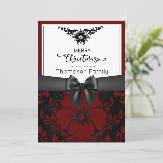 Schwarze Schrift frohe Weihnachten glückliches neu Einladung (Stehend Vorderseite)