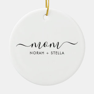 Schwarze Schrift Kinder Namen Mutter Keramik Ornament