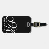 Schwarze Schrift Mit Monogramm Gepäckanhänger (Vorderseite horizontal)