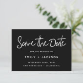 Schwarze Schrift Modernes, einfaches Elegant Save Save The Date (Stehend Vorderseite)