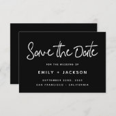Schwarze Schrift Modernes, einfaches Elegant Save Save The Date (Vorne/Hinten)
