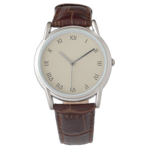 Schwarze Schrift Römische Zahlen auf Beige wat Armbanduhr