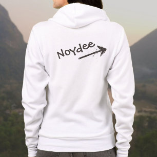 Schwarze Schrift und Pfeil auf deinem Hoodie