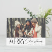 Schwarze Schrift Weihnachtsfotokarte Feiertagskarte (Stehend Vorderseite)