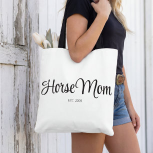 Schwarze Schriftart Pferdemutter Gegründet Tasche