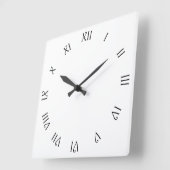 Schwarze Schriftzeichen römische Zahlen auf weißem Quadratische Wanduhr (Winkel)