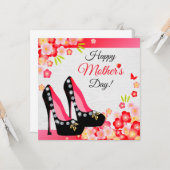 Schwarze Schuhe mit Diamond & Gold Muttertag Karte (Vorderseite/Rückseite Beispiel)