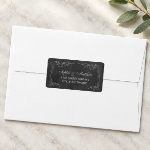 Schwarze Schultafel Weinberg Hochzeitsadresse Adressaufkleber