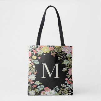 Schwarze Schultertasche für Blumengarten Tasche