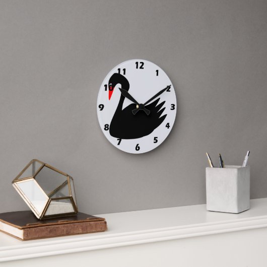 Schwarze Schwan Design Runde Wanduhr (Büro)