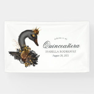 Schwarze Schwan-Quinceañera Banner
