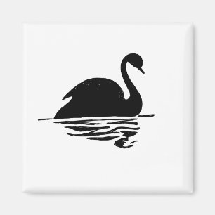Schwarze Schwan-Silhouette Magnet