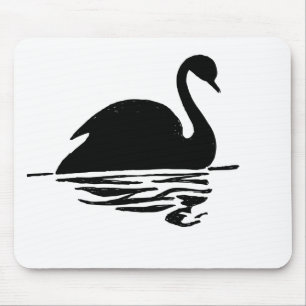 Schwarze Schwan-Silhouette Mousepad