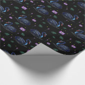 Schwarze Schwäne im Muster eines Lily Pond Geschenkpapier (Ecke)