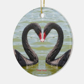 Schwarze Schwäne in Herzform Keramik Ornament (Links)
