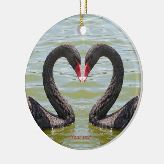 Schwarze Schwäne in Herzform Keramik Ornament (Links)