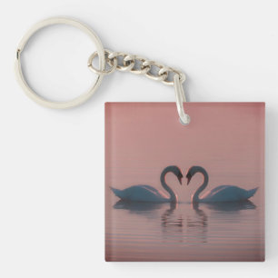 Schwarze Schwäne müssen Liebe Pink Sky sein Schlüsselanhänger