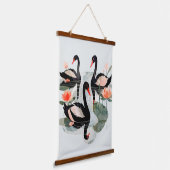 Schwarze Schwäne Wandteppich Mit Holzrahmen (Gewinkelt)