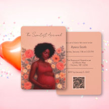 Schwarze schwangere Frau QR-Code Baby Shower, Flor