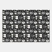 SCHWARZE SEAMLESS-PATTERN, DIE PAPIERSHEETS BEARBE GESCHENKPAPIER SET (Vorderseite)