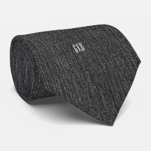 Schwarze Seide, moderne Monogramm-Einseitige Krawa Krawatte