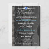 Schwarze Seide, Perlen & Blauer Erwachsener Geburt Einladung (Vorderseite)