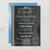 Schwarze Seide, Perlen & Blauer Erwachsener Geburt Einladung (Vorne/Hinten)