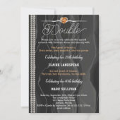 Schwarze Seide, Perlen und Orangene Erwachsenenbil Einladung (Vorderseite)