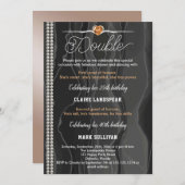 Schwarze Seide, Perlen und Orangene Erwachsenenbil Einladung (Vorne/Hinten)