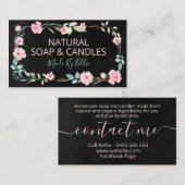 Schwarze Seife und Kerzen, handgefertigt Visitenkarte (Vorne/Hinten)
