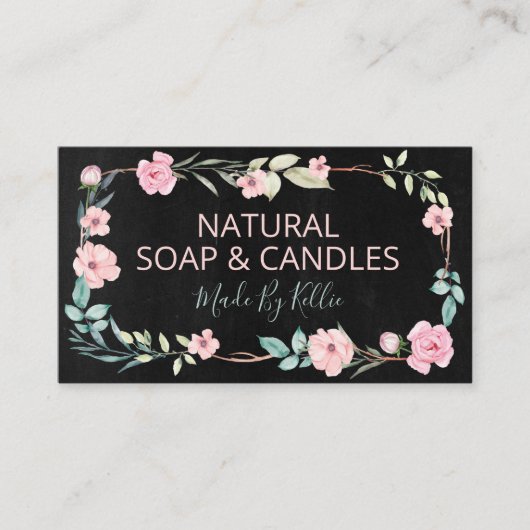 Schwarze Seife und Kerzen, handgefertigt Visitenkarte (Vorderseite)