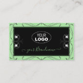 Schwarze Seite Grün Schmuckstücher für Ornamente L Visitenkarte (Vorderseite)