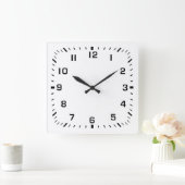 Schwarze Seitennummern mit Viereckticks Quadratische Wanduhr (Zuhause)