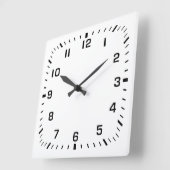 Schwarze Seitennummern mit Viereckticks Quadratische Wanduhr (Winkel)