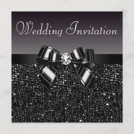 Schwarze Sequenzen, Bow & Diamond Hochzeit Einladung