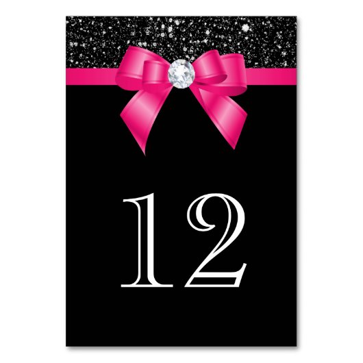 Schwarze Sequenzen Hot Pink Bow Tischnummer (Rückseite)