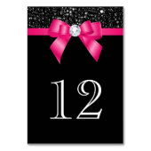 Schwarze Sequenzen Hot Pink Bow Tischnummer (Vorderseite)