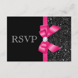 Schwarze Sequenzen und Hot Pink Bow UAWG RSVP Karte