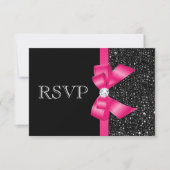 Schwarze Sequenzen und Hot Pink Bow UAWG RSVP Karte (Vorderseite)