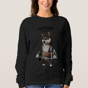 Schwarze Shiba Hunde Muskeltraining mit Barbell Sh Sweatshirt