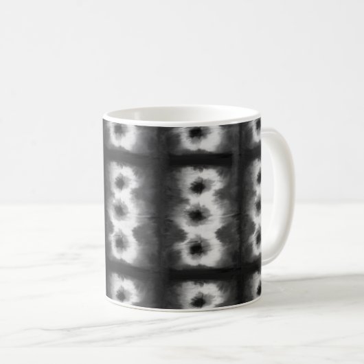 Schwarze Shibori Muster Gefärbte Krawatte Art Kaffeetasse (VorderseiteRechts)