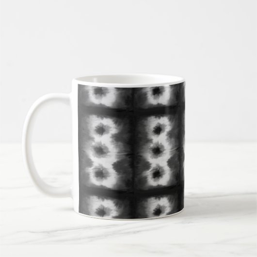 Schwarze Shibori Muster Gefärbte Krawatte Art Kaffeetasse (Links)