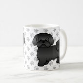 Schwarze Shih Tzu Niedlicher Cartoon Dog Illustrat Kaffeetasse (VorderseiteRechts)