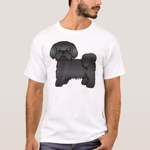 Schwarze Shih Tzu Niedlicher Cartoon Dog Illustrat T-Shirt