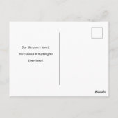 Schwarze sibirische Katze im Wasser des Fensters Postkarte (Rückseite)