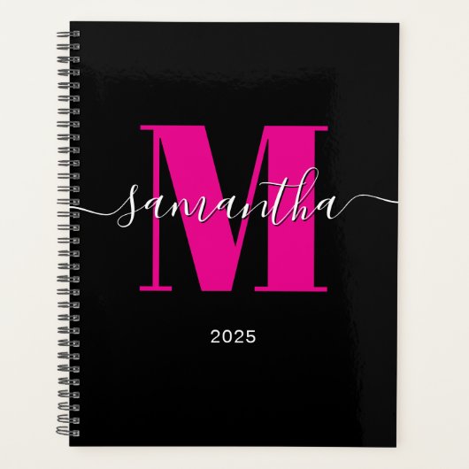Schwarze Signatur Monogramm 2025 Planer (Vorderseite)