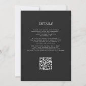Schwarze Silber-Achat-Dunkle QR-Code-Hochzeit Einladung (Rückseite)