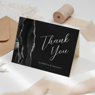 Schwarze Silber-Achat-Moderne-Schrift Hochzeits-Da Karte
