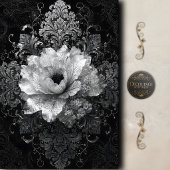 Schwarze Silber Barock Blumen Dekupage Sammlung Geschenkpapier Set