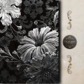 Schwarze Silber Barock Blumen Dekupage Sammlung Geschenkpapier Set